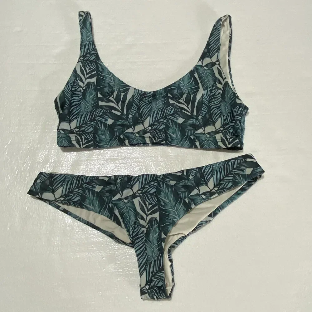 Costera Beachwear Swim Bikini Womens‎ Size Large Green Tropical